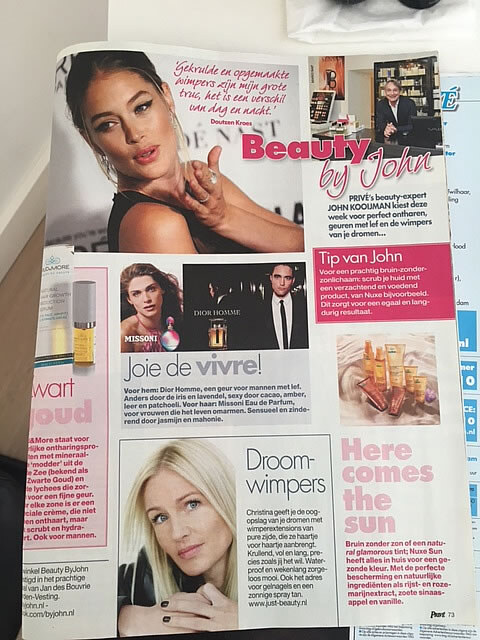 Artikel ‘Droomwimpers’ over Just Beauty in Privé nr. 15, 2017